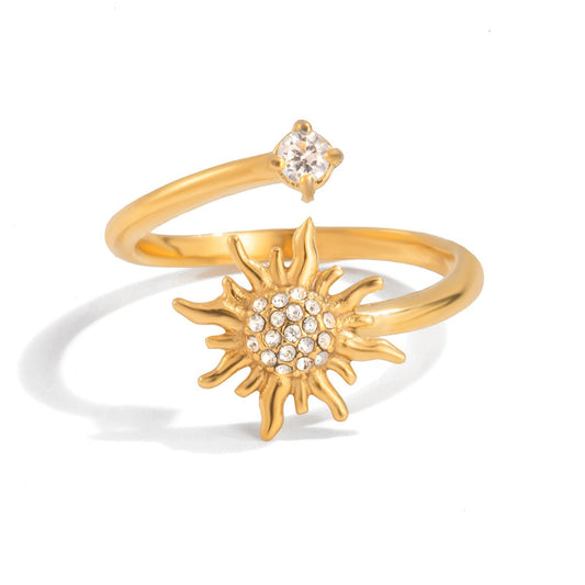 Sunshine Crystal Ring im 18 K Gold look - PULXERA