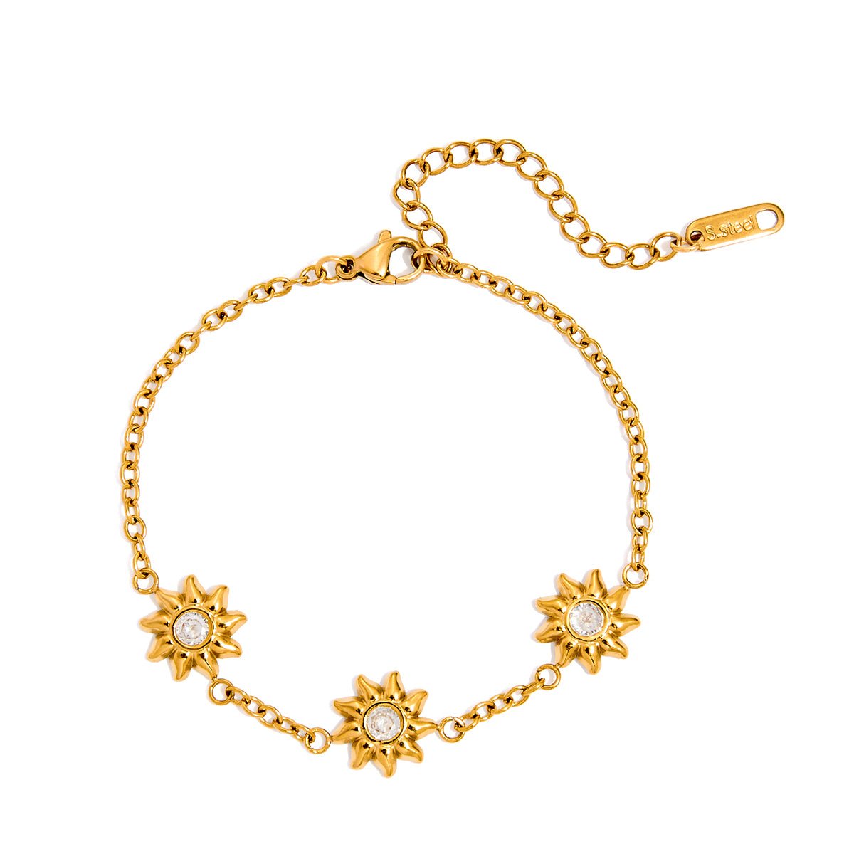 Sunshine Glow Armband – Dreifach - Sonnen - Design mit Zirkonia - PULXERA