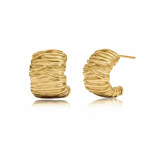 Textured Wrap Hoops – Goldene Struktur - Creolen für einen exklusiven Look - PULXERA