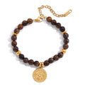Tiger Eye Beads Armband – Schutzstein mit Gold - Charm - PULXERA
