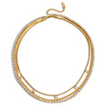 Triple Elegance Choker – Goldener 3 - Reihen - Choker mit Strass & Snake Chain - PULXERA