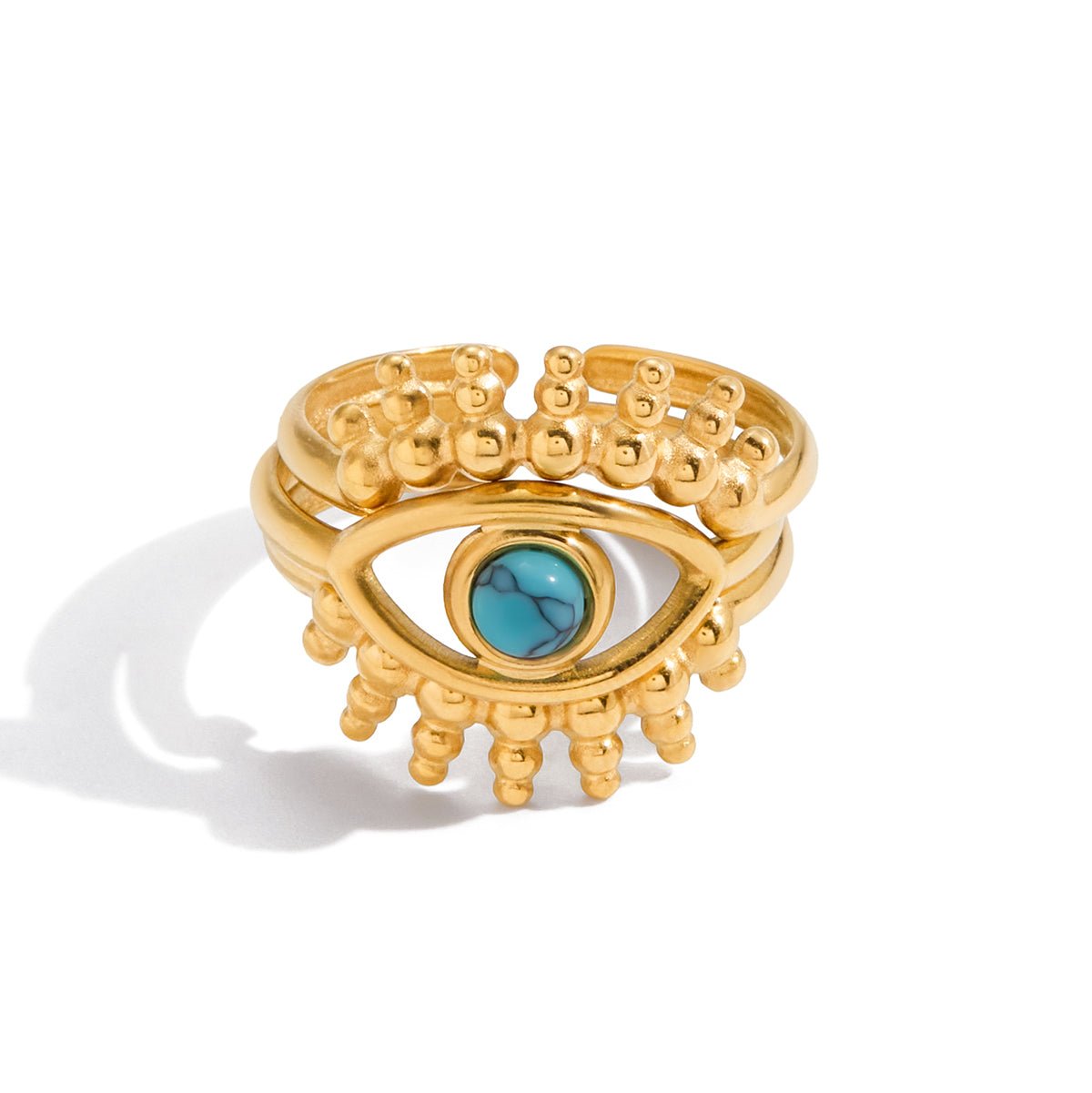 Turquoise Eye Ring im 18 K Gold look - PULXERA