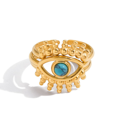 Turquoise Eye Ring im 18 K Gold look - PULXERA