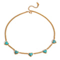 Turquoise Heartline Halskette im 18K Gold Look - PULXERA