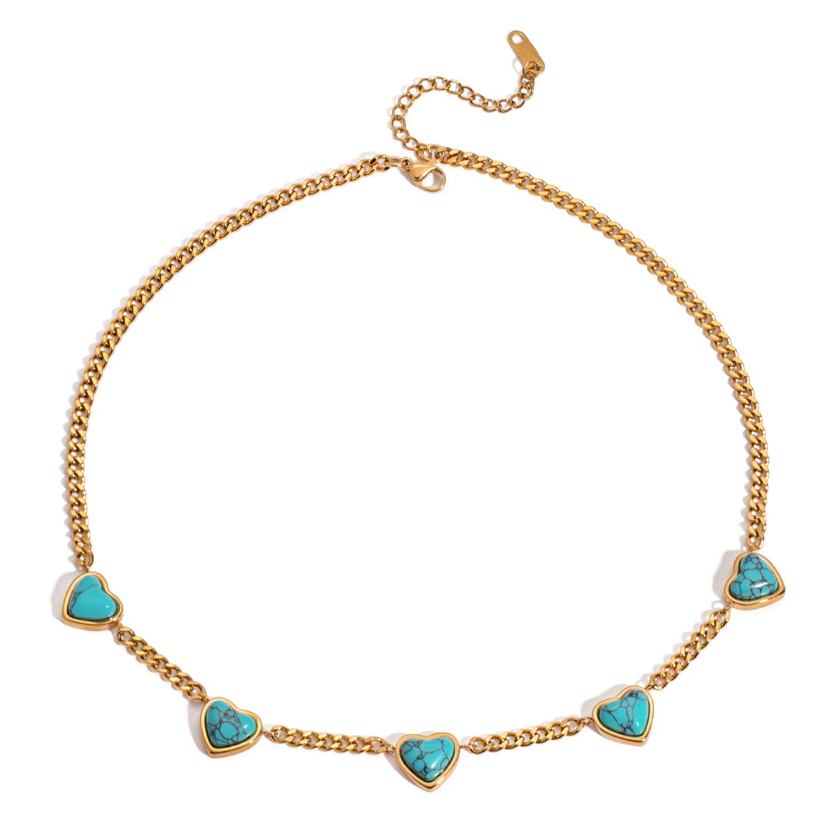 Turquoise Heartline Halskette im 18K Gold Look - PULXERA