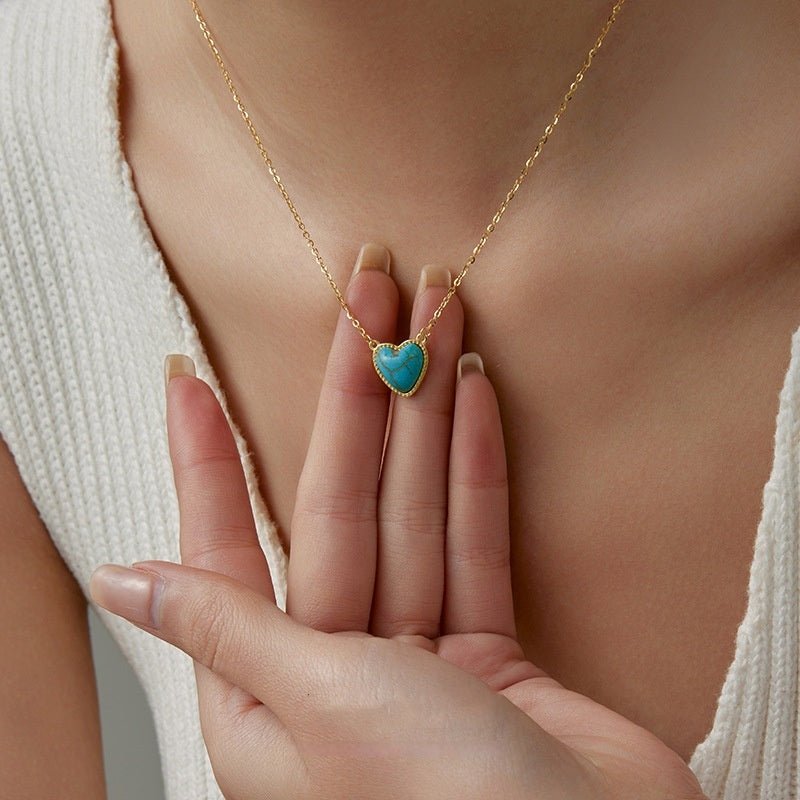 Turquoise Mini Heart Necklace - PULXERA