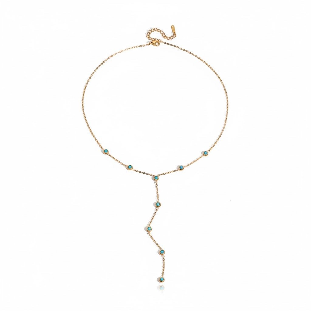 Turquoise Wave Drop Necklace - PULXERA