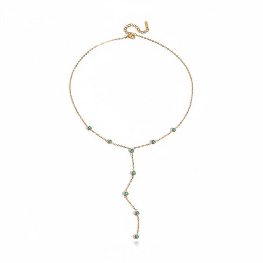 Turquoise Wave Drop Necklace - PULXERA