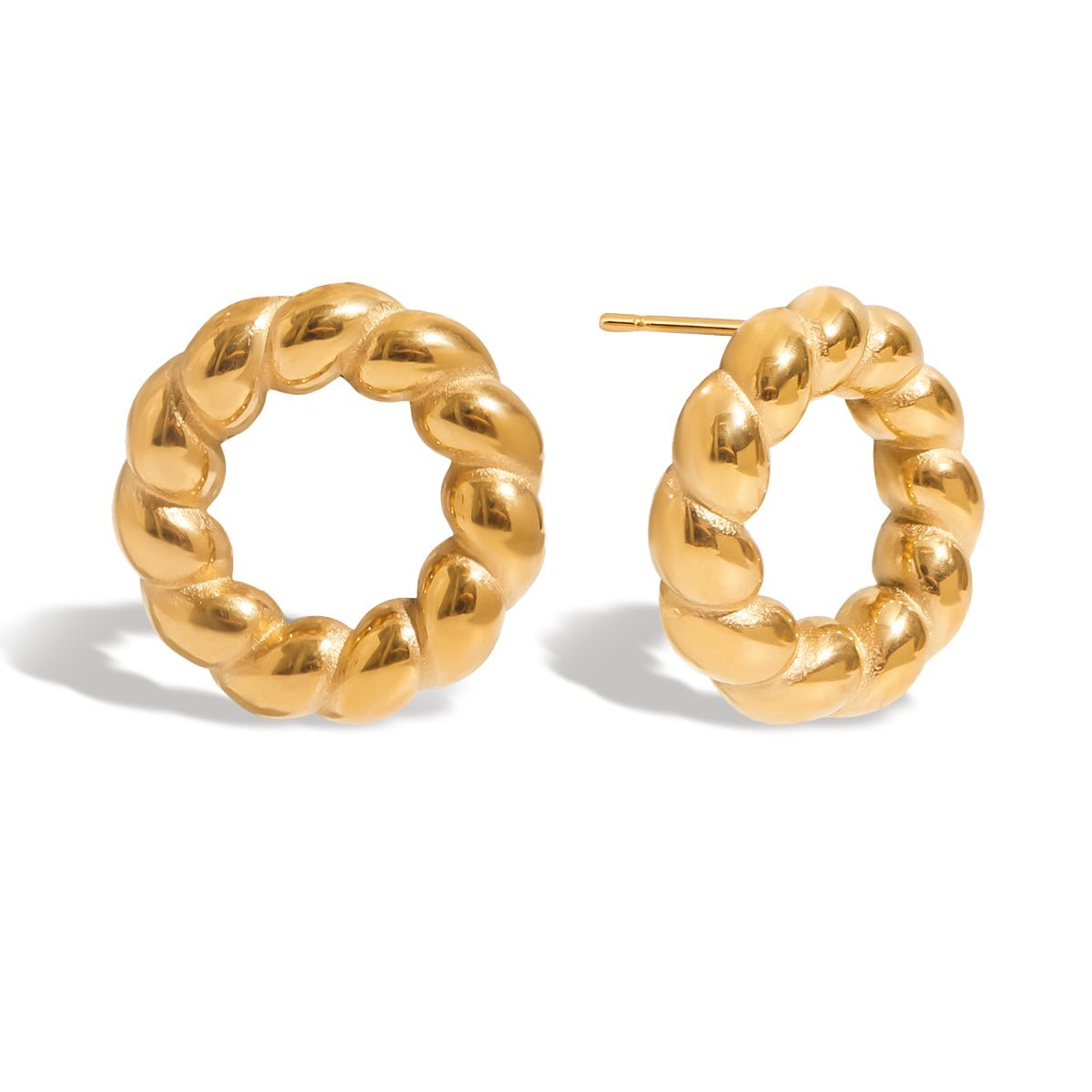 Twisted Circle Studs – Vergoldete Rund - Ohrringe im Rope - Design - PULXERA