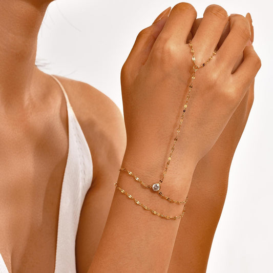 Twisted Elegance Handkette im 18K Gold look - PULXERA