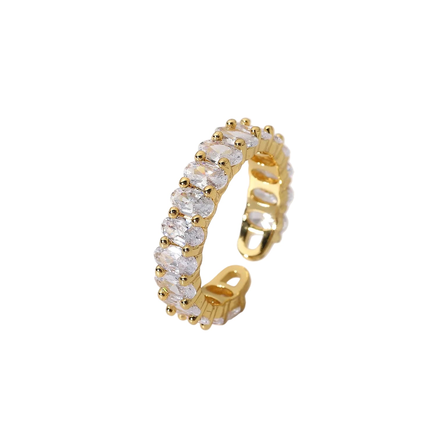 White Crystal Ring im 18K Gold look - PULXERA