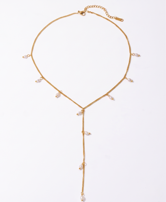 Pearl Drop Halskette im 18K Gold Look